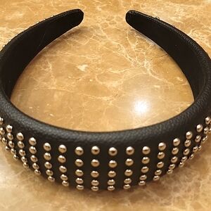 Silver Studded Faux Leather Headband,  NWOT